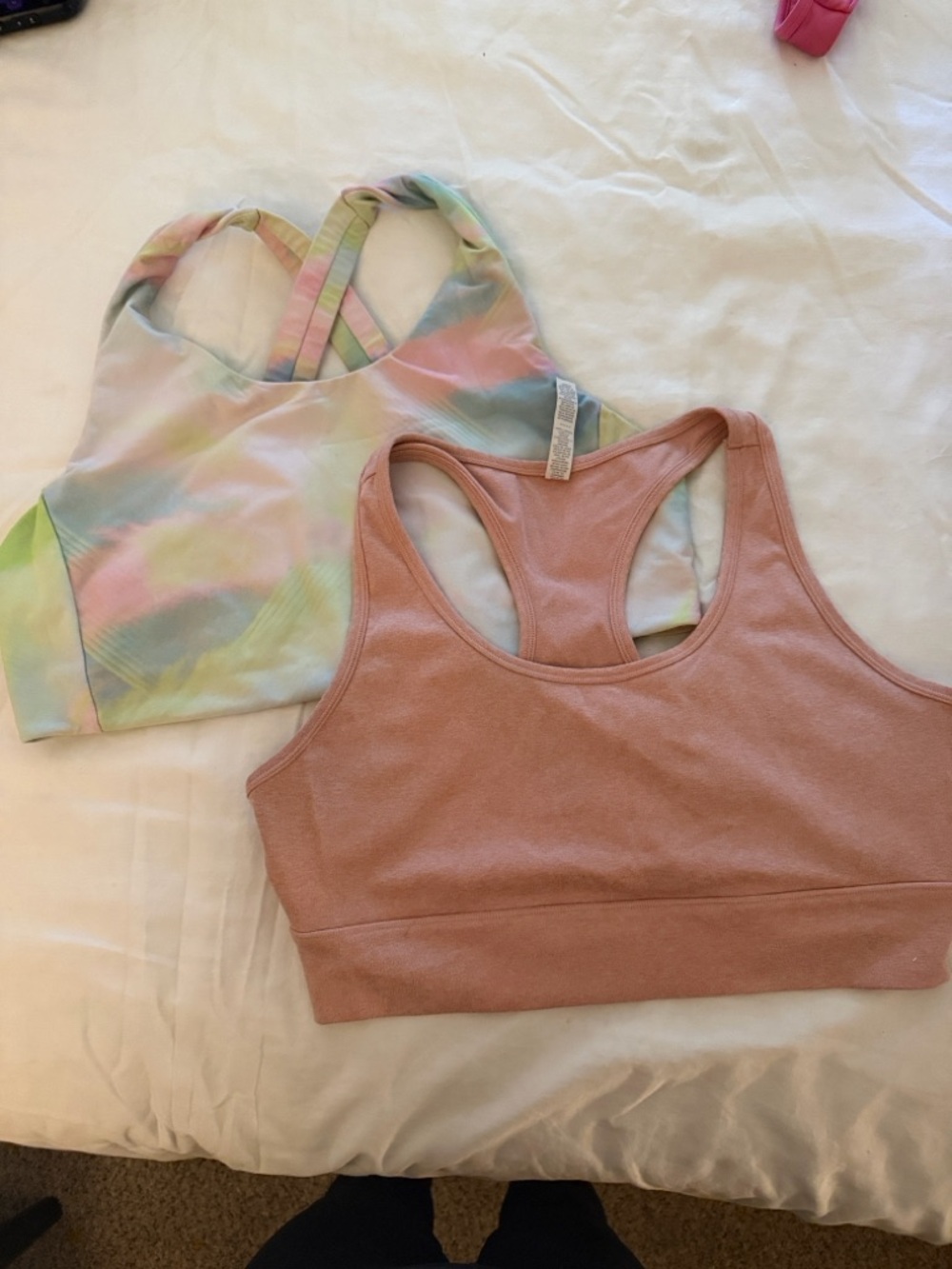 RBX set Women's Seamless Sports Bra — Dusty Rose & Pastel Tie-Dye